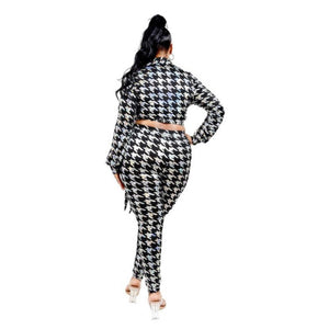 Kelly Foil Houndstooth Leggings Two Piece Set Plus - Bronze Doll