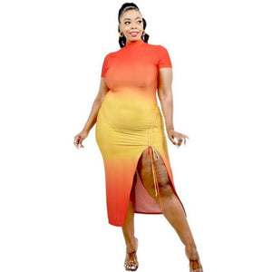 Open image in slideshow, Eva Two Color Gradient Maxi Dress Plus - Bronze Doll
