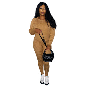 Open image in slideshow, Maxine Cable Knit High Waisted Leggings Two Piece Set - Bronze Doll
